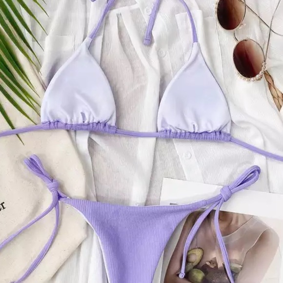 Sale💜Lilac Ribbed Triangle Bikini 💜💜 - Picture 4 of 7